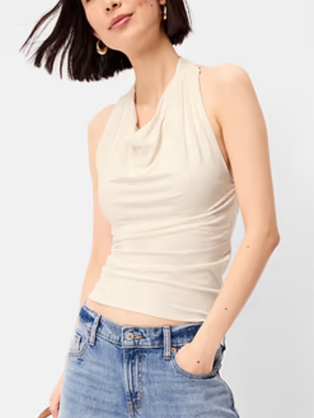 Old Navy Cream Cowl-Neck Sleeveless Tank